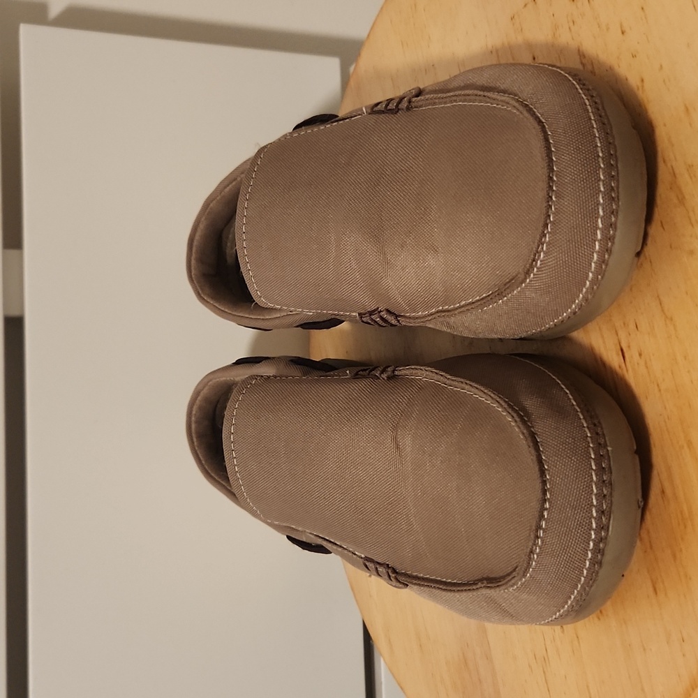 Crocs Beach Line Tan Canvas Men's Slip On Boat Deck Shoes 15386 Size 11